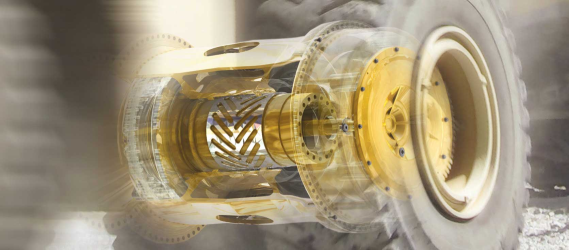 Birrana enhanced wheel group, yellow and transparent to see internal components.