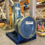 Birrana enhanced 930E wheel group in blue on transport frame