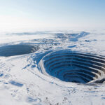 Diavik Diamond Mine quarries, Lac de Gras kimberlite field, Northwest Territories, Canada